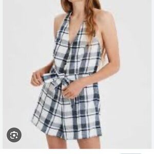 Aerie Plaid Halter Romper size small